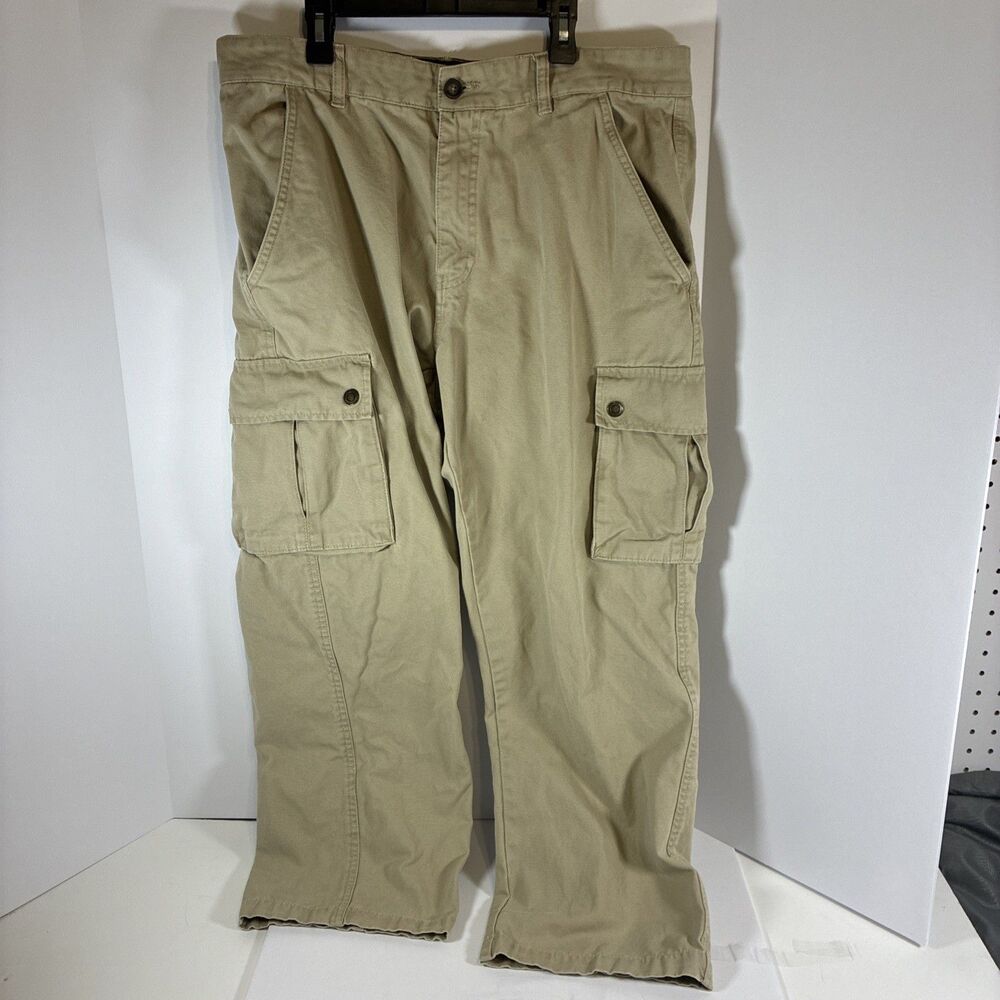 St Johns Bay, Mens Khaki Pants, 36x30 Tan 100% Cotton Chino Casual, or Work Wear